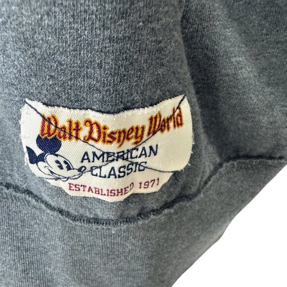 Disney World Size L Hoodie Full Zip Mickey Mouse Gray Red Plaid Preppy Fleece - Picture 7 of 10